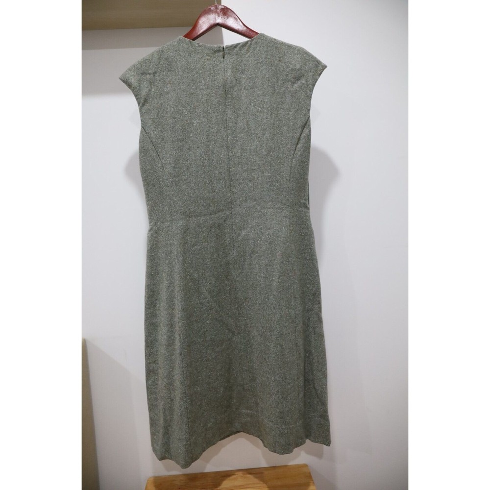 Agnona Dress Womens Size Medium Gray Wool Sleeveless Zip Back Italy Stretch Belt - Picture 4 of 9
